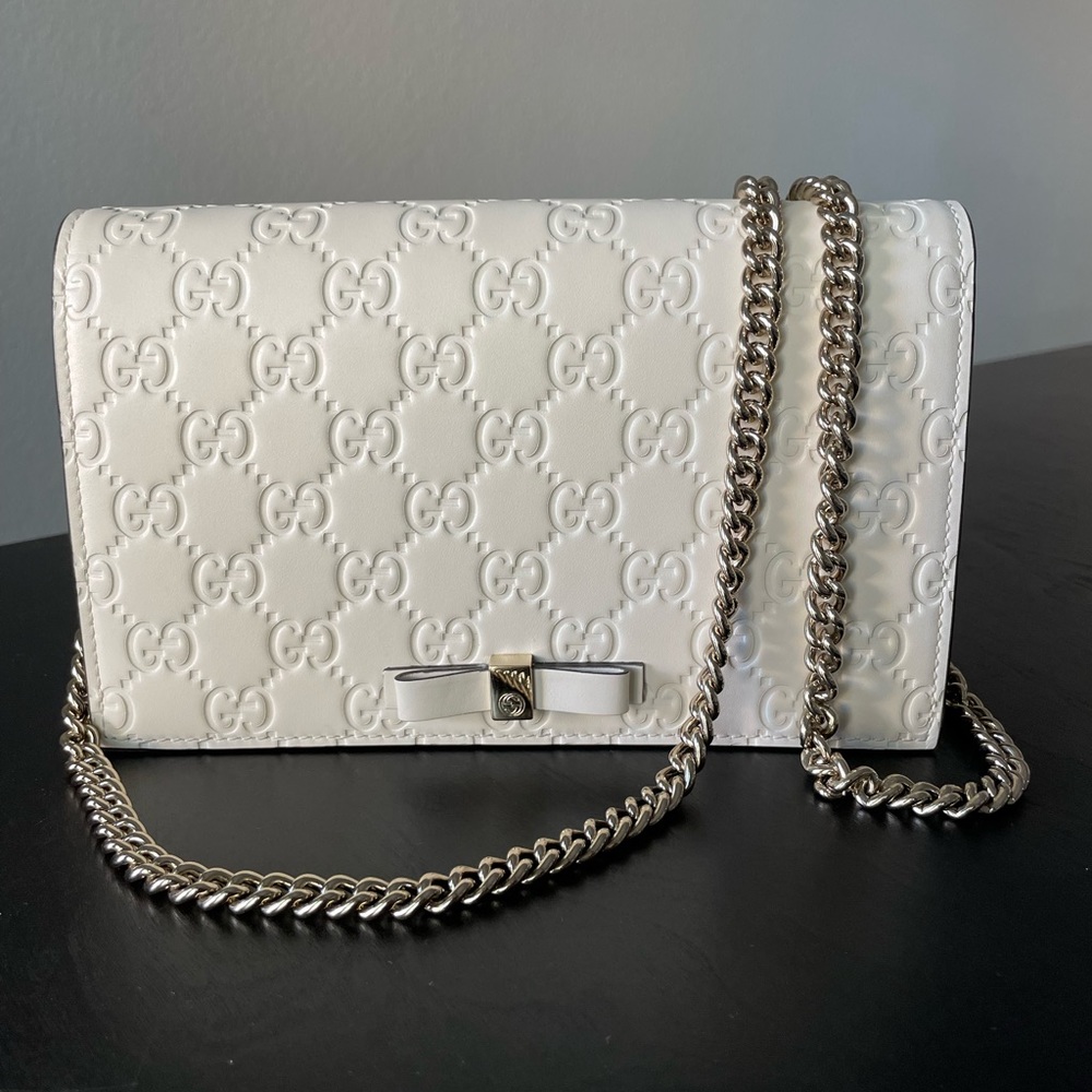 White Gucci Wallet Chain